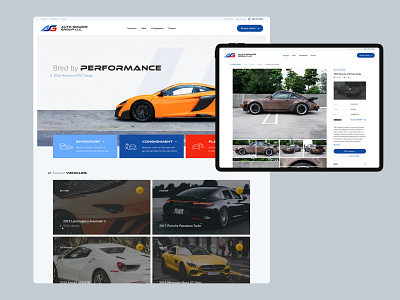 ASG site auto car card card ui clean dealership desktop detail page exotic filters gallery homepage inventory light microinteractions performance results ui visual design web design