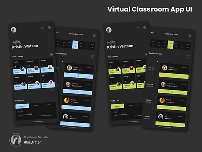 Virtual Classroom App UI branding classroom dark minimal mobile ui ux