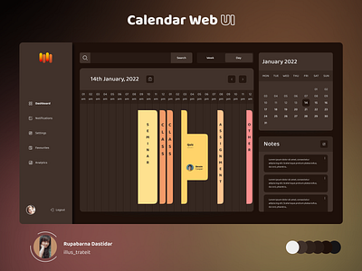 Calendar Web UI branding cal calendar class dark dark ui design flat logo minimal multicolor multicolour schedule ui ux vector web website