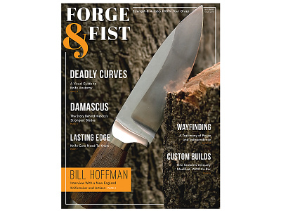 Publication - Forge & Fist blade contents indesign knife layout magazine publication rag spread sword tabloid