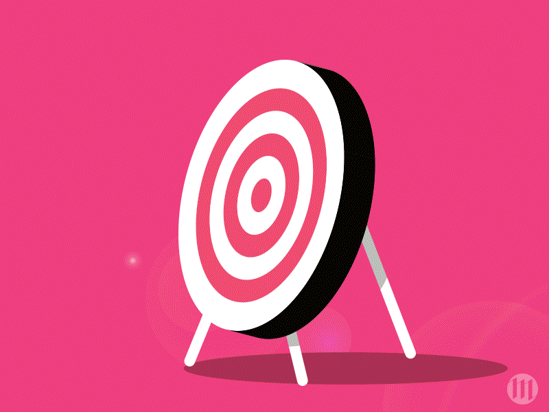 Bullseye animation archery arrow bullseye darts gif motion graphics pink target timeline vector