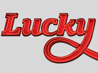 Lucky Red Neon lettering neon photoshop script signage text type typography