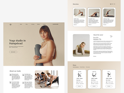 Yoga Studio Landing Page beige design flat minimal ui web website yoga yoga studio