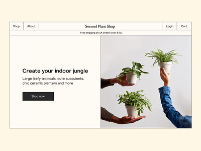 Second Plant Shop e-commerce beige design e commerce hero page minimal minimalistic modern plants shop ui ui design web web design