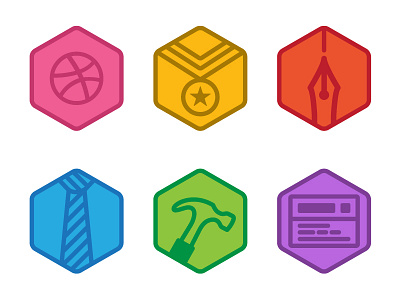 Resume Icons badge code design hammer icon illustration medal pen tie