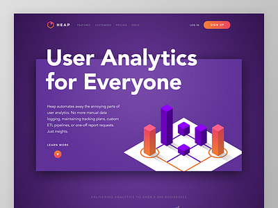 Heap Homepage Concept analytics branding features focus lab marketing ui web design website