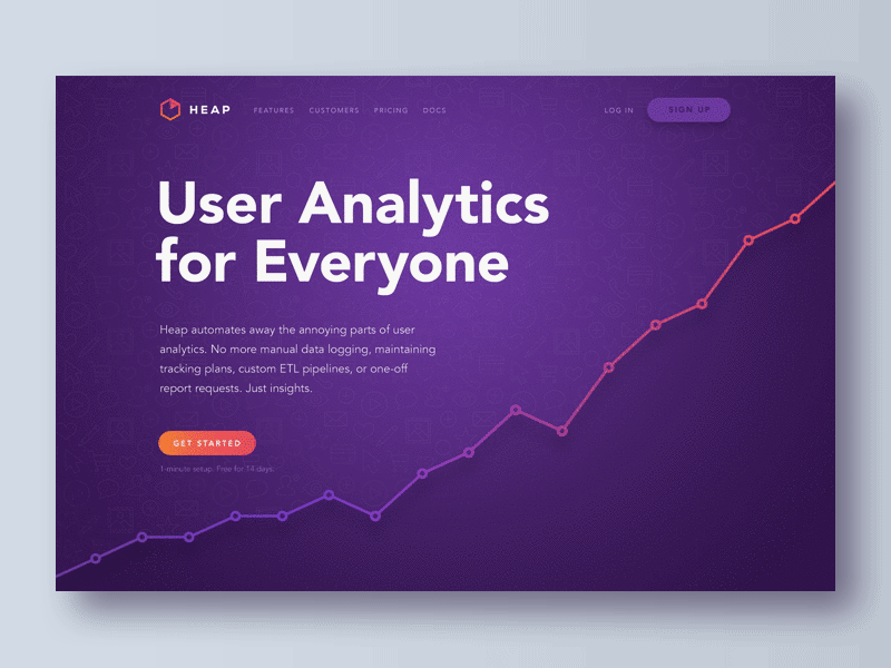 Heap Hero analytics branding features focus lab marketing motion ui web design website