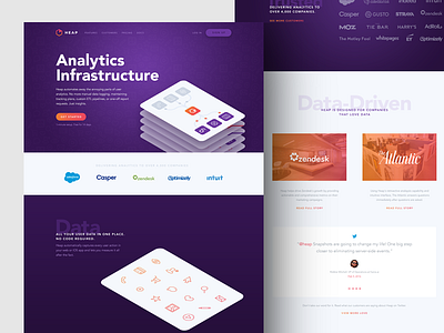 Heap is live! analytics branding card data focus lab infrastructure stack ui web design website