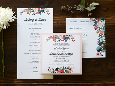 Wedding Set floral flowers invitation print typography wedding