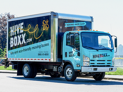 HiveBoxx Truck bees brand identity branding hiveboxx moving truck truck wrap