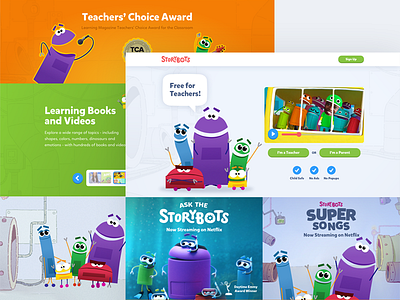 StoryBots Homepage branding children classroom focus lab kids storybots teacher ui web design website