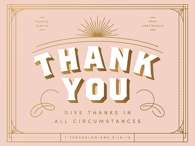 Thank You gold greeting card pink print thank you typography vintage