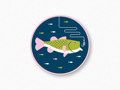The Big Catch bass fish hook illustration patch worm