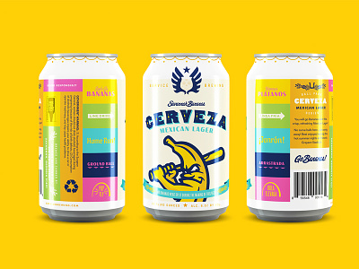 Cerveza Can banana baseball beer branding can cerveza lager packaging typography