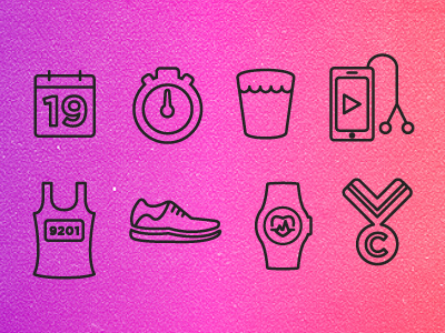 Five Kilometers 5k fitness icons illustration running