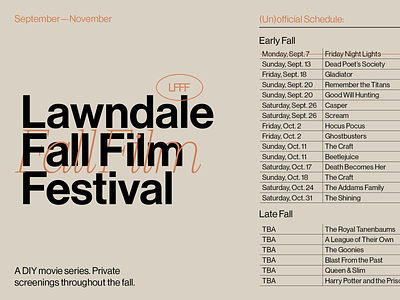 Lawndale Fall Film Festival design film graphic design grid neue haas grotesk swiss text type typography