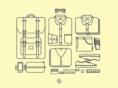 Packing Up clothes flat icons illustrations stuff wip