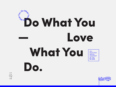 Do What You Love advice blue doodles icons so blue typography