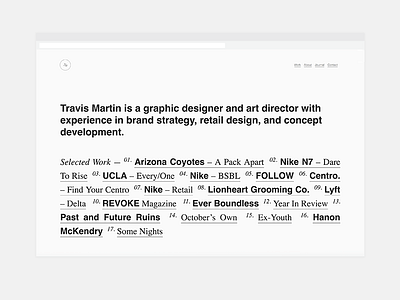 T—M helvetica minimalism monochrome portfolio sans serif serif typography web design website