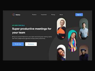 Meeting SaaS website landing page