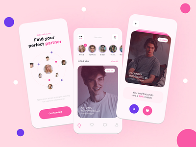 Dating App 😍 app concept dating design figma landing minimal mobile typography ui uidesign ux webdesign website