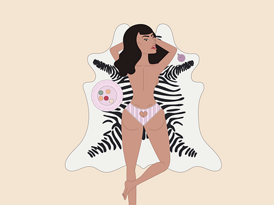 Ménàge à Moi cake cigarette design fashion fashion illustration fineliner flat illustration nude vector