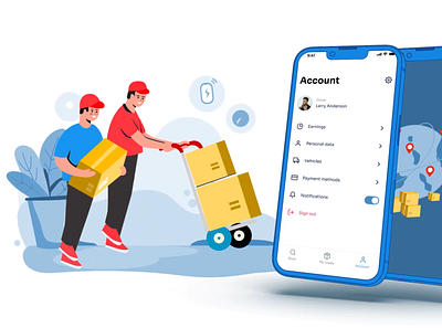 Logistics App Phone animation app design branding design inspiration explainer video flat design fresh design illustration inspiration logistics logo truck