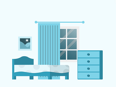 Blue Bedroom bedroom blue blue colours explainer video flat colours flat design motion graphics shades of colour