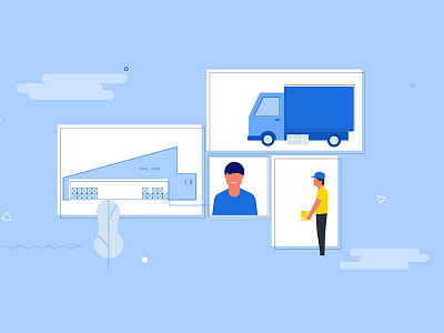 Logistics Minimal Illustrations 2 animation app video branding cmyk design inspiration explainer video flat design fresh design india designer inspiration monocolour ui design