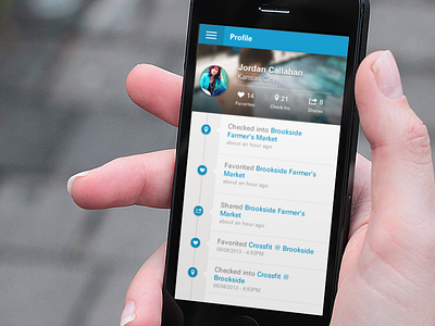 Profile app blue feed mobile mobile design profile timeline