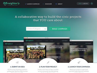 Neighborly - Education blurry background clean flat footer hero icons light minimal redesign ui webdesign website