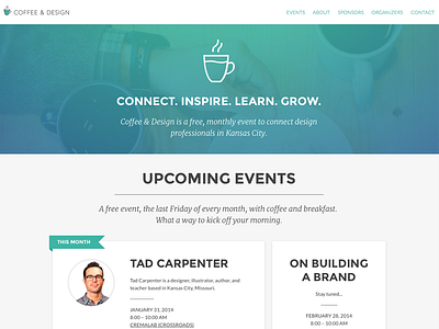 Coffee & Design Website clean gradient header hero long scroll minimal ui web design website