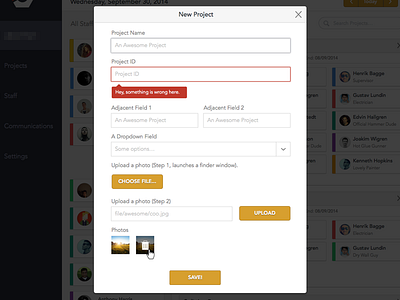 LC Modal & Forms button error form fields form validation forms input modal upload photo