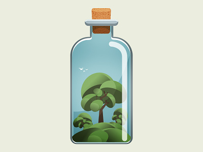 Micro Worlds II bottle corel forest illustration tree vectors