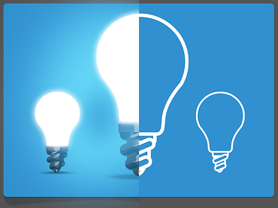 Skeuomorphic vs Flat bulb design flat icon idea light skeuomorphic