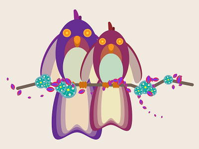 Two birds birds characters illustration vectors