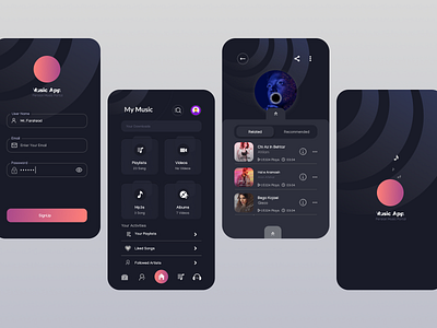 Music App app app design app screens branding design graphic design music app music app design music app screens ui ux vector