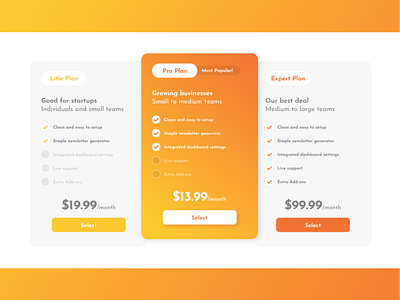 DailyUI Pricing table app behance behance project design flat minimal pricing table ui ux web