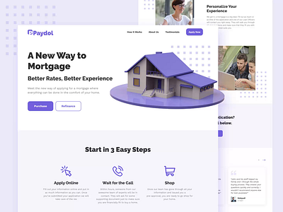 PAYDOL 🏡 - Mortgage Services Landing Page Exploration animation design finance financial housing landing landing page landing page design landingpage mortgage payment purple service ui ui design uidesign web design webdesign website website design