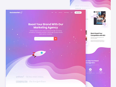 Rocketeer 🚀 | Digital Marketing Landing Exploration agency animation design digital marketing gradient internet landing landing page landing page design landingpage marketing marketing campaign seo ui ui design uidesign web design webdesign website website design