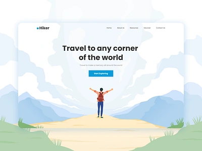 Hiker 🗻 | Website Illustration adventure design header hero hiking illustration landing landing page landing page design landingpage mountain nature outdoor web design website website design