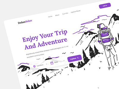 Dolandolan 🔥 | Travelling Landing Page adventure design header hiking illustration landing landing page mountain traveling web design website website design