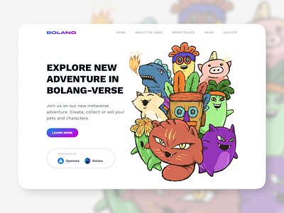 Bolang 🎃 | Metaverse Landing Page design header hero illustration landing metaverse monster nft website
