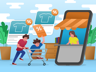 E-commerce Promo Discount Illustration character design e-commerce illustration merchant promo sale
