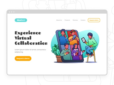 Online Virtual Meeting Illustration character collaboration design header hero illustration landing meeting online ui virtual