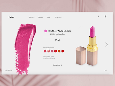 Makeup Product Details Page app design makeup ui ux web