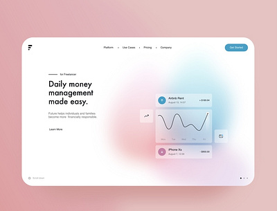 Finance Web Header design ui ux uxui web