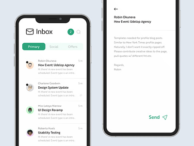Mobile email app 📨 app design ui ux uxui