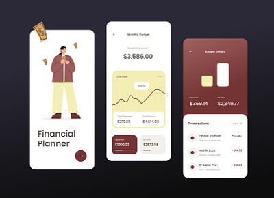 Financial Planner App Design 🏦📈💸 app design financialapp illustration mobilebanking ui ux uxui