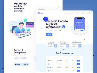 Landing Page concept for Cryptocurrency investment 💸 app crypto cryptocurrency design ui ux uxui web